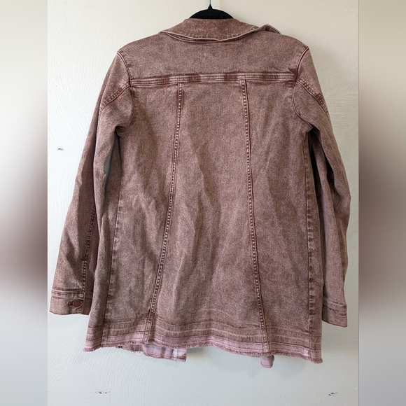 LOGO by Lori Goldstein Brown Stonewash Denim Jacket, Long-line, Western, 0 - Picture 7 of 7